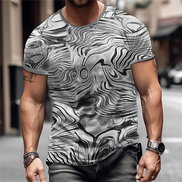 Abstract Graphic Men's Long Sleeve Designer T-shirt with Plaid Patterns