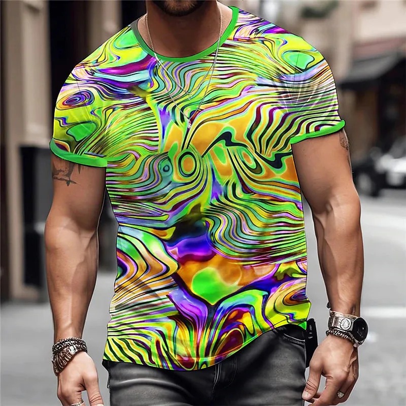 Abstract Graphic Men's Long Sleeve Designer T-shirt with Plaid Patterns