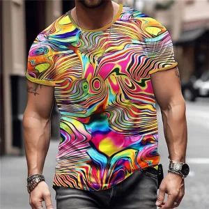 Abstract Graphic Men's Long Sleeve Designer T-shirt with Plaid Patterns