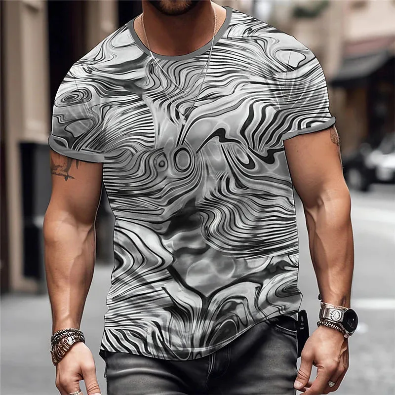 Abstract Graphic Men's Long Sleeve Designer T-shirt with Plaid Patterns