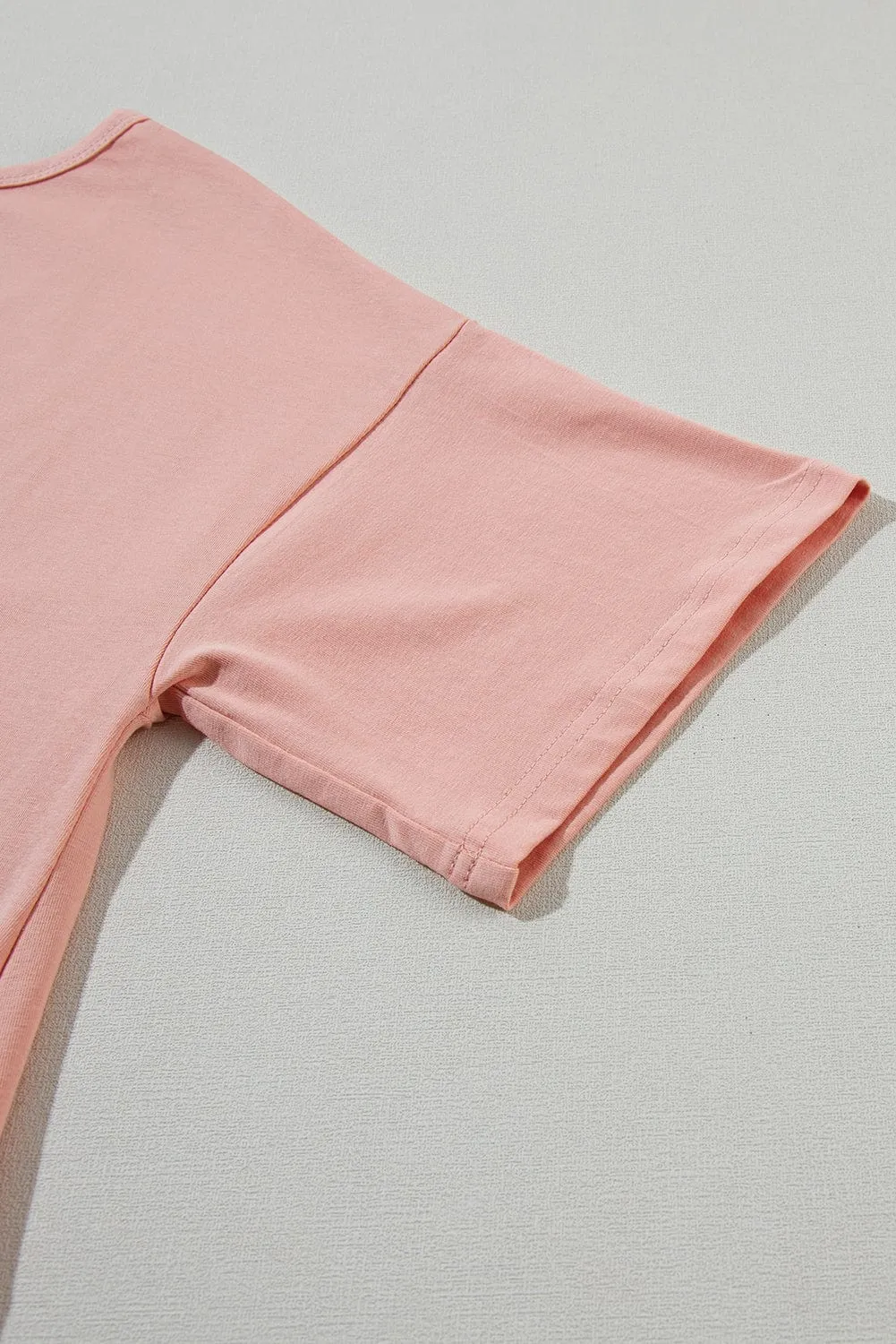 Apricot Pink Star Patch Graphic Tee with Studded Detail