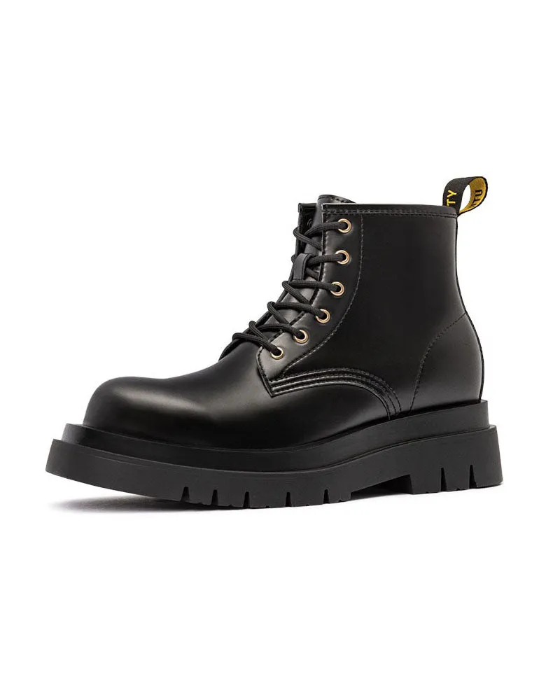 Black Thick-Soled British Style Tooling Derby Men's Boot