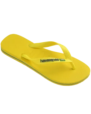 Boys Brasil Logo Neon Flip Flops in Citrus Yellow