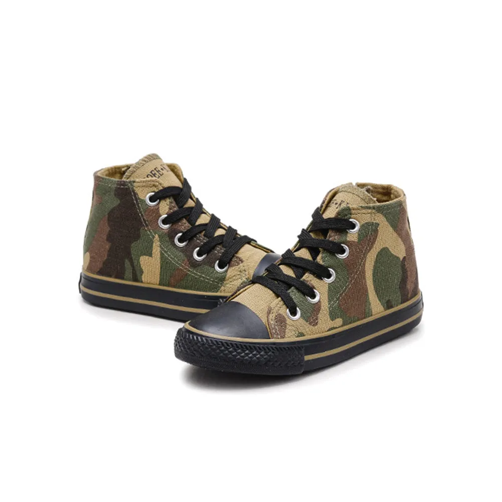 Boy's Girl's High-Top Casual Lace up Canvas Sneakers, Camouflage