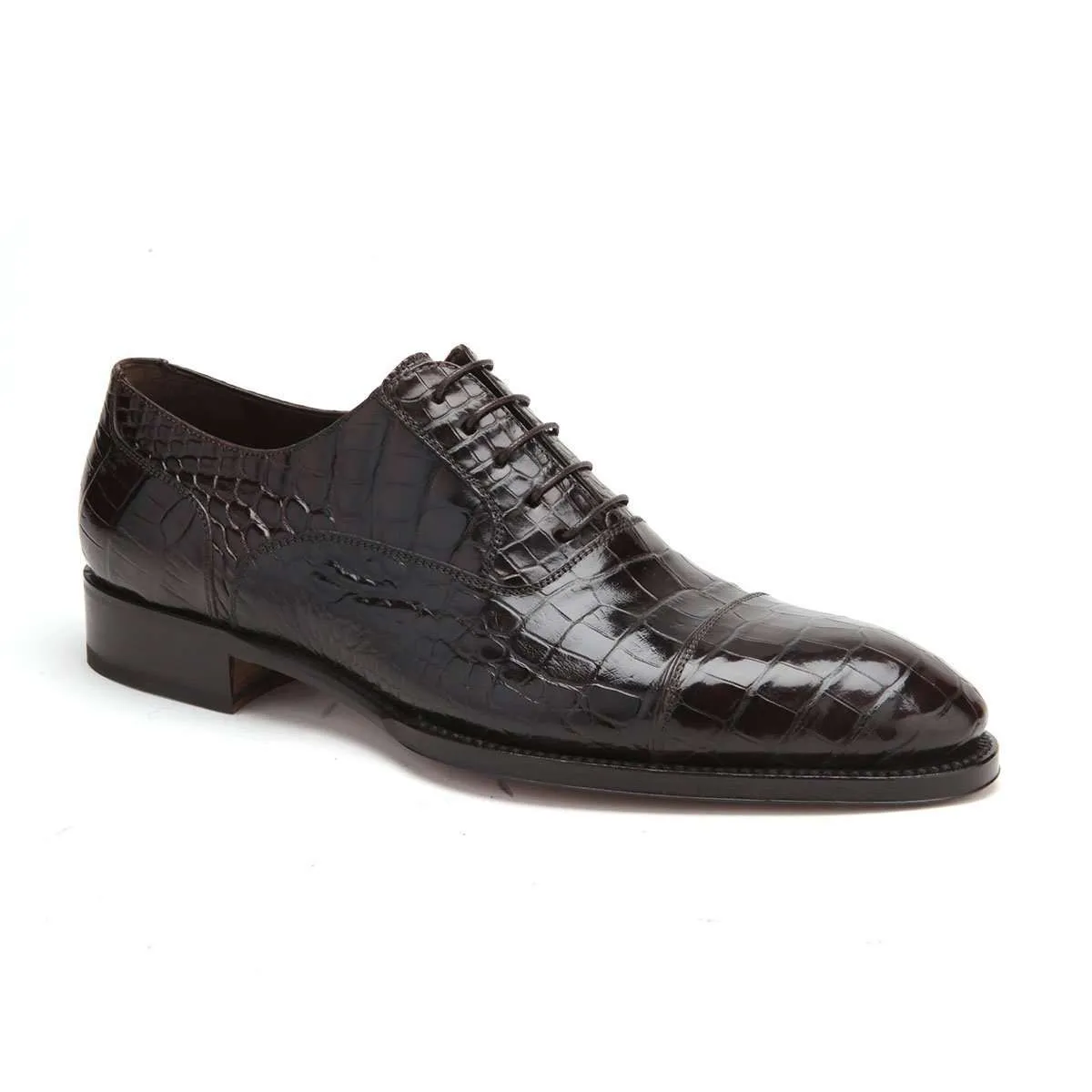Caporicci Men's Luxury Italian Designer Shoes Brown Alligator Oxfords 1102 (CAP1012)