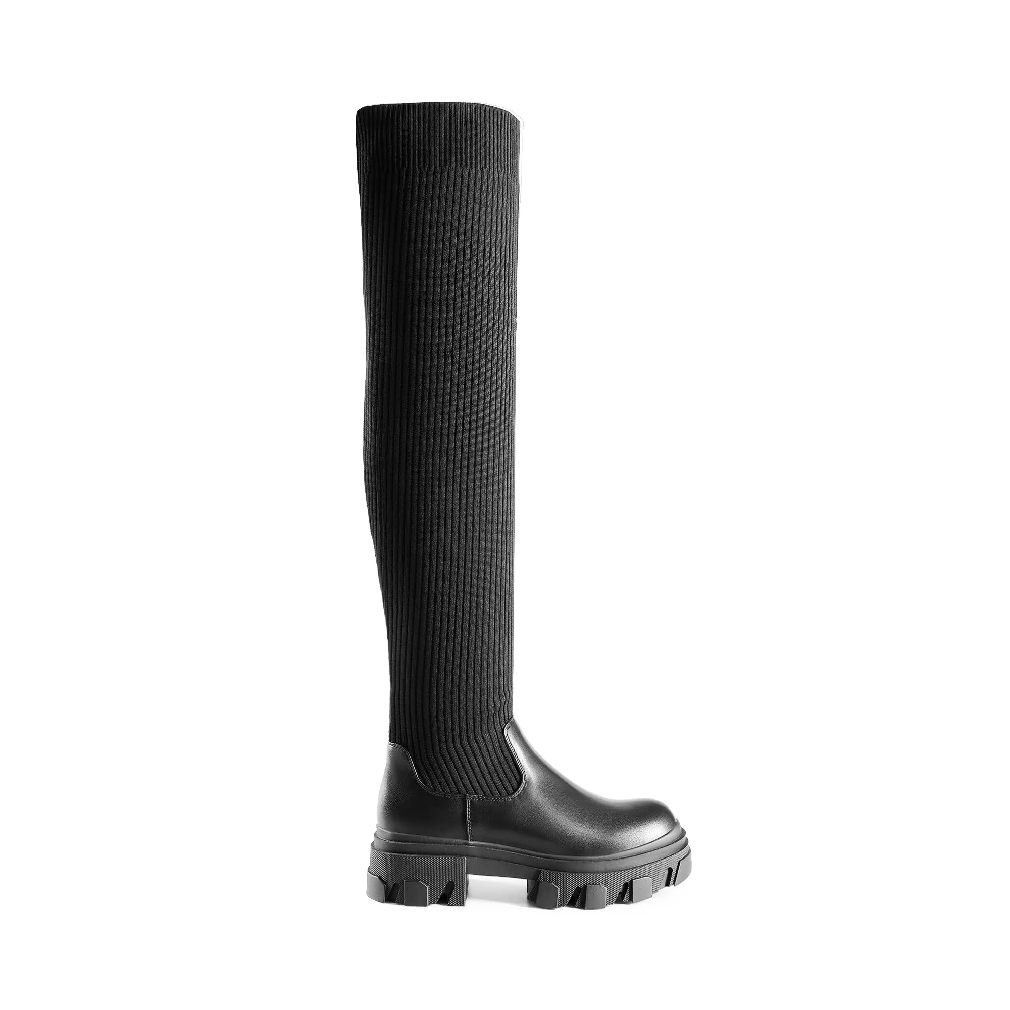Dream Pairs Over The Knee Platform Thigh High Boots Long Stretch Soft Chunky Lug Sole Fall Boots