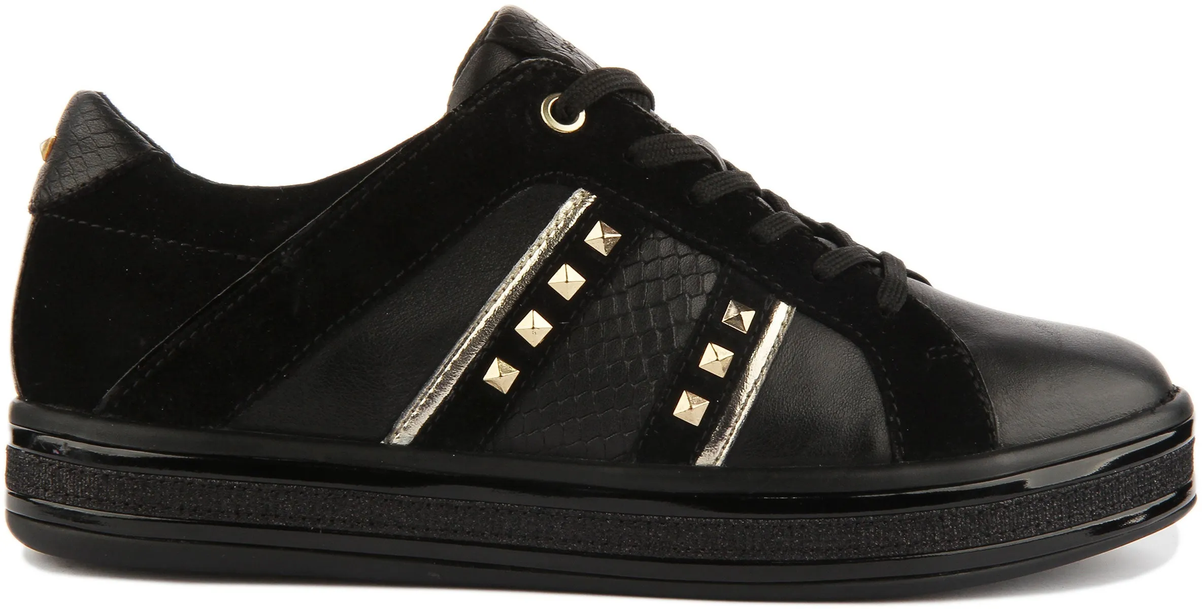 Geox Leelu Trainers In Black Gold For Women