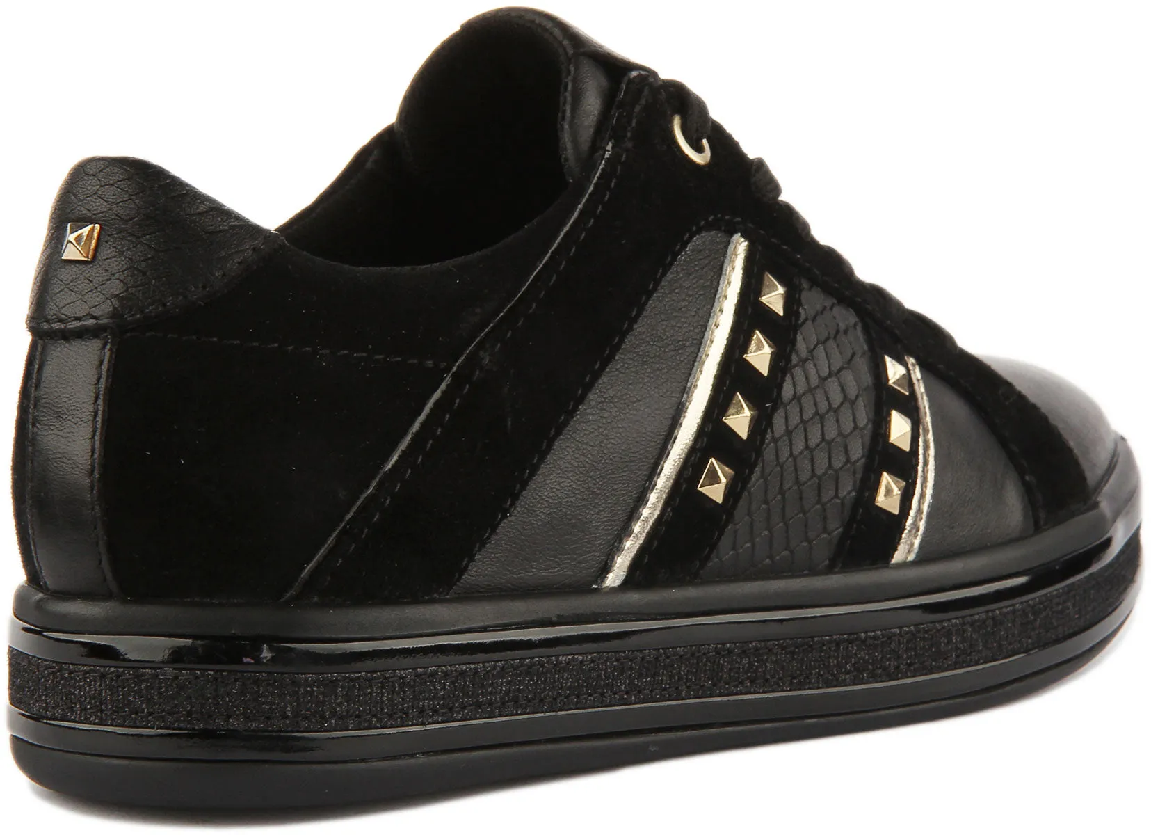 Geox Leelu Trainers In Black Gold For Women