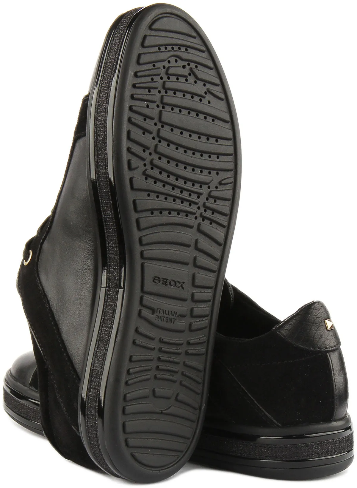 Geox Leelu Trainers In Black Gold For Women