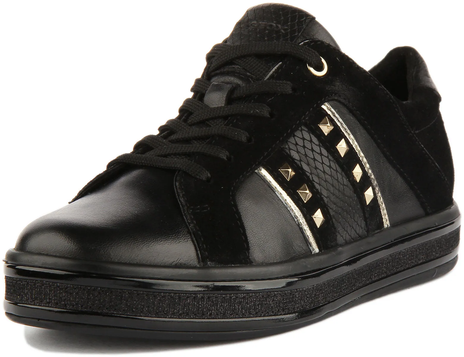 Geox Leelu Trainers In Black Gold For Women