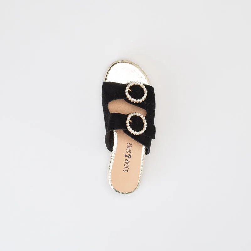 Girls Pearl Buckle Flatform _ 154670