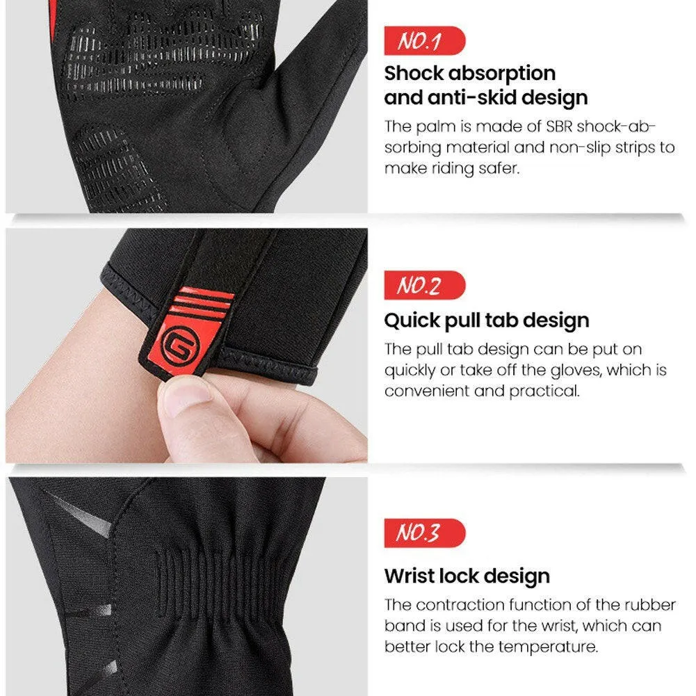 GIYO Winter Cycling Gloves Thicken Water Resistant Windproof Warm Gloves Cold Weather Gloves for Cycling Riding Running Hiking