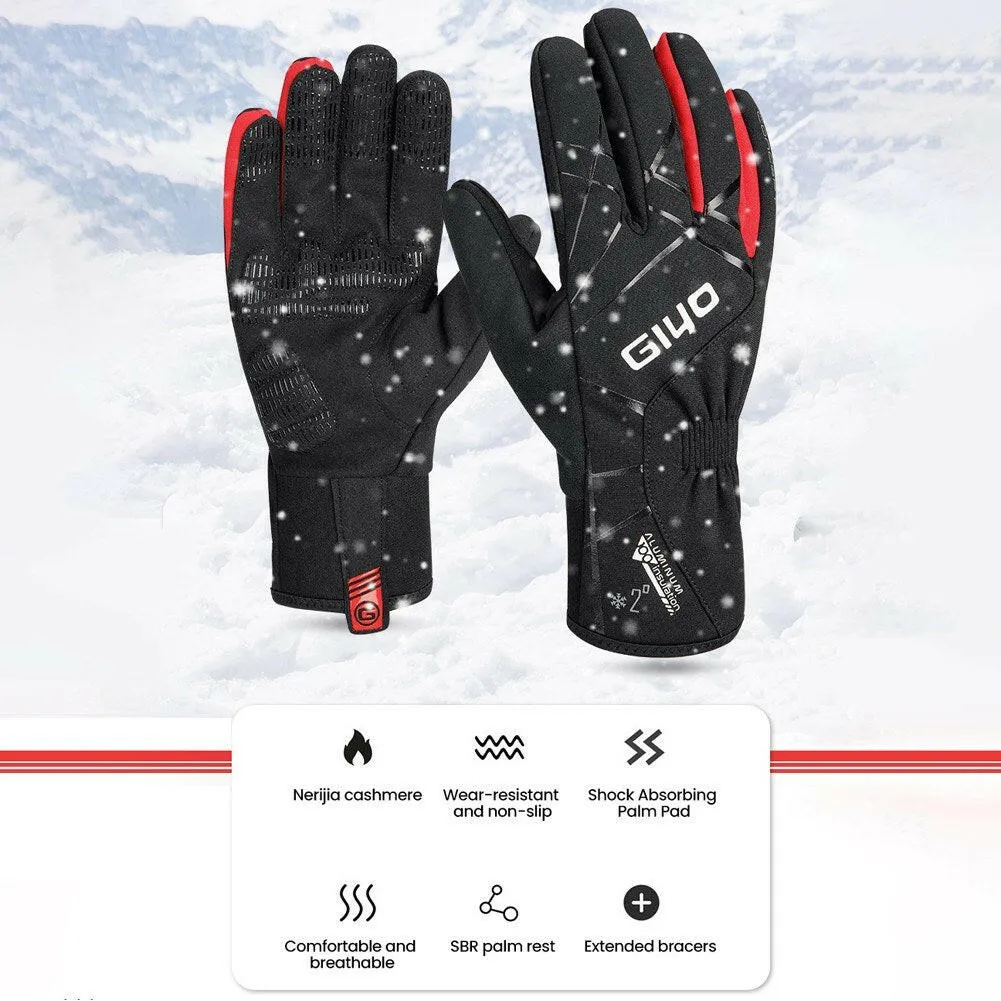 GIYO Winter Cycling Gloves Thicken Water Resistant Windproof Warm Gloves Cold Weather Gloves for Cycling Riding Running Hiking