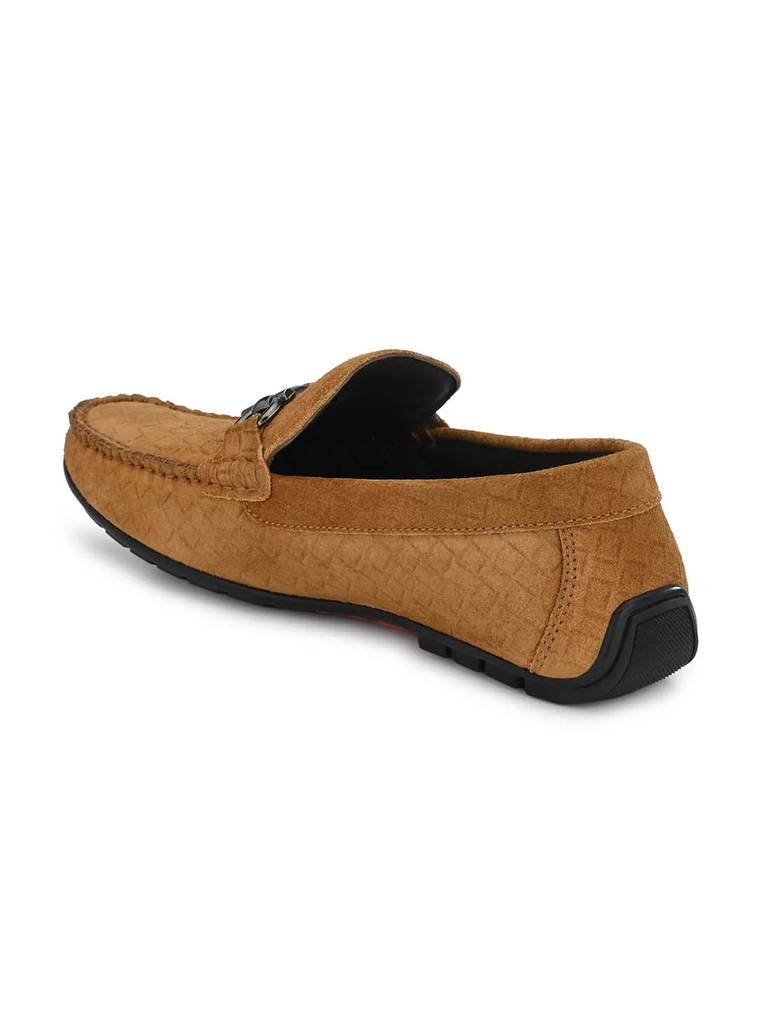 Hitz Men's Tan Leather Slip-On Loafer Shoes
