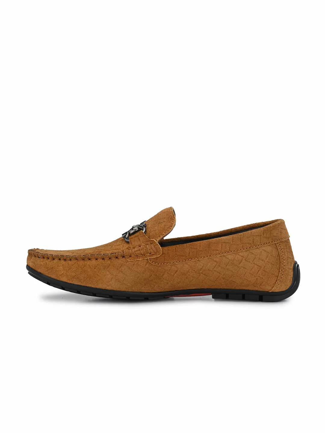 Hitz Men's Tan Leather Slip-On Loafer Shoes