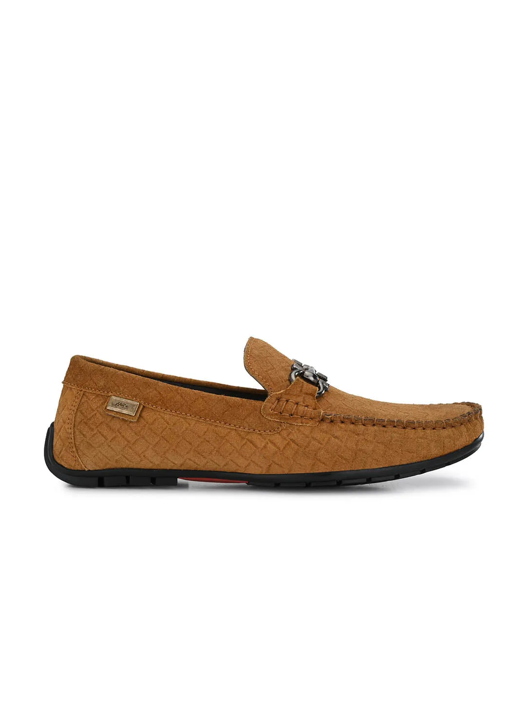 Hitz Men's Tan Leather Slip-On Loafer Shoes