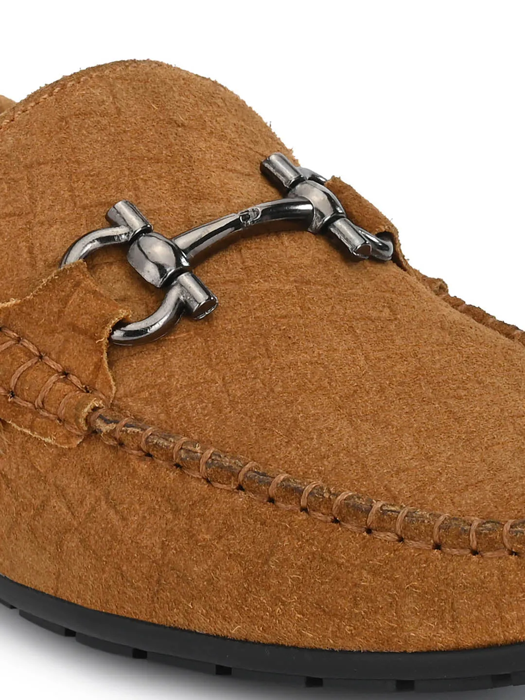 Hitz Men's Tan Leather Slip-On Loafer Shoes