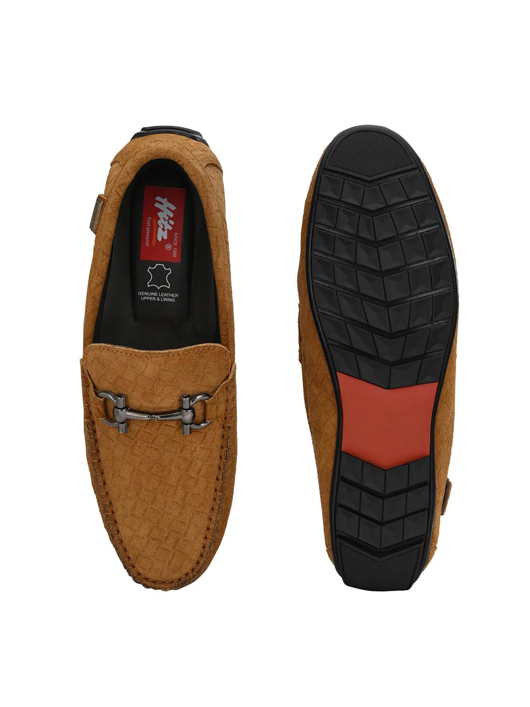 Hitz Men's Tan Leather Slip-On Loafer Shoes