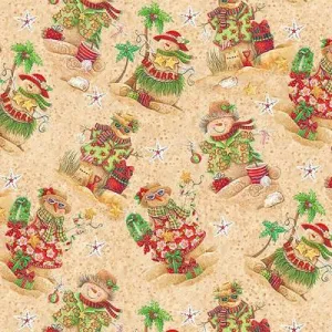 Holiday Beach Snowmen in Sand - Blank Quilting