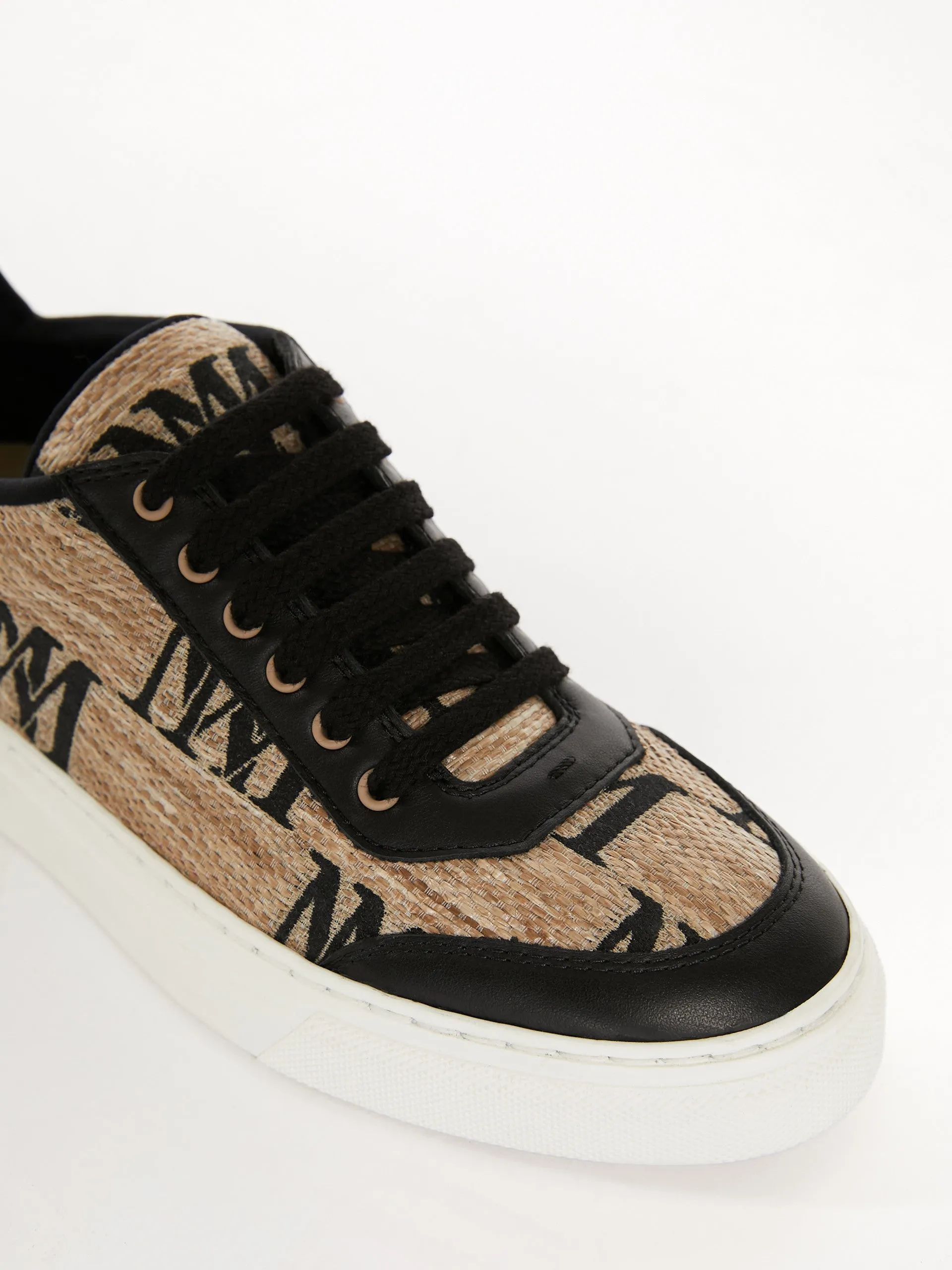 Jacquard raffia-effect fabric trainers