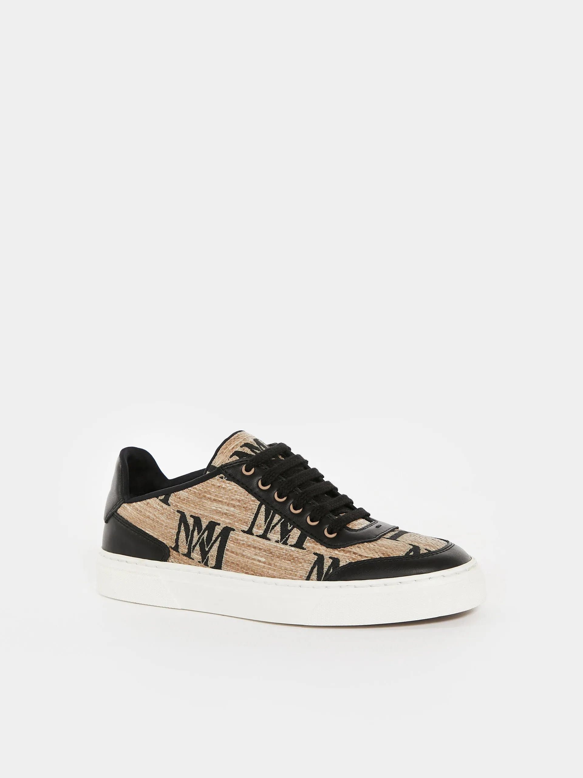 Jacquard raffia-effect fabric trainers