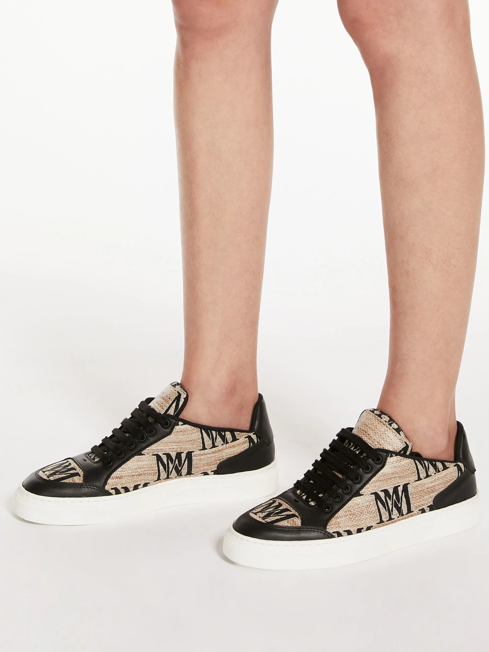 Jacquard raffia-effect fabric trainers