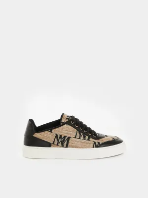 Jacquard raffia-effect fabric trainers