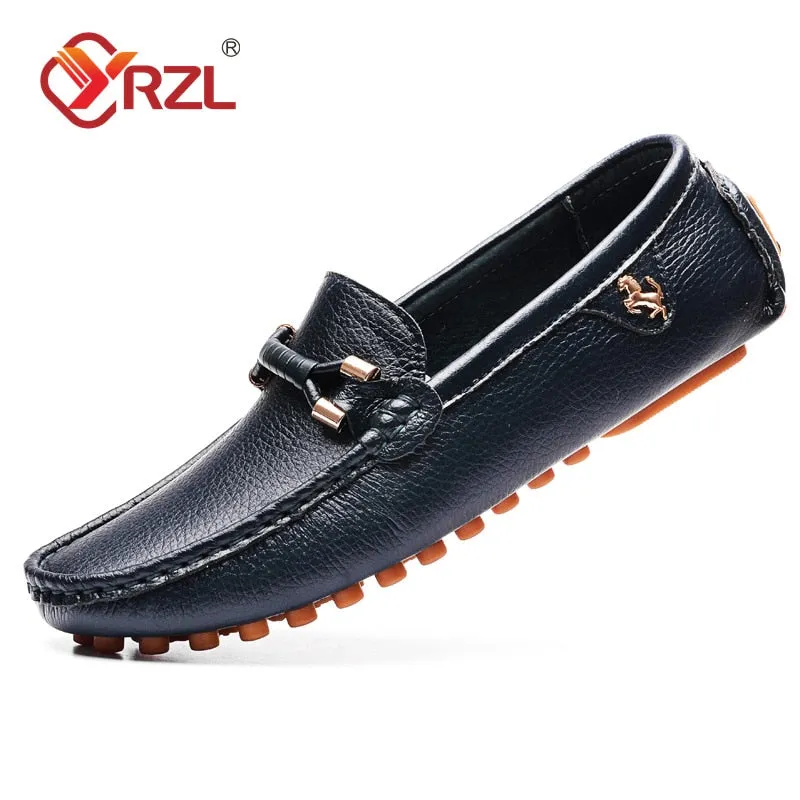 Loafers  Handmade Leather Shoes Black Casual Driving Flats Blue Slip-on Moccasins
