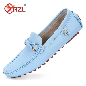 Loafers  Handmade Leather Shoes Black Casual Driving Flats Blue Slip-on Moccasins
