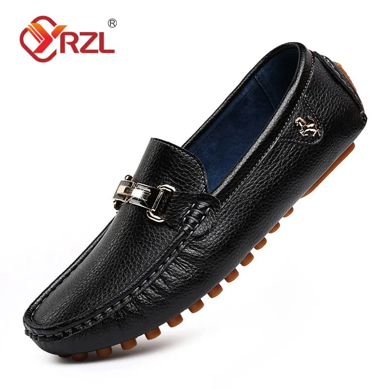 Loafers  Handmade Leather Shoes Black Casual Driving Flats Blue Slip-on Moccasins
