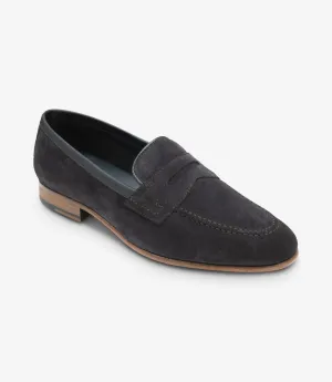 Loake Men's Darwin Leather Loafer Shoes Navy Blue Suede
