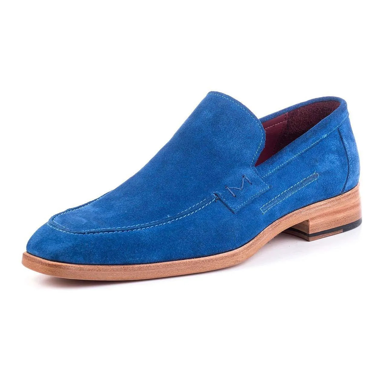 Maglieriapelle Men's Designer Shoes Blue Alacati Suede Leather Loafers (MGS1168)