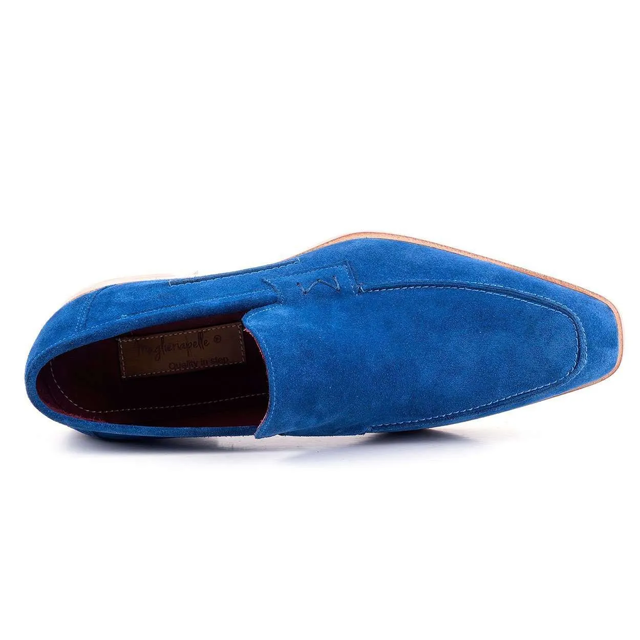 Maglieriapelle Men's Designer Shoes Blue Alacati Suede Leather Loafers (MGS1168)