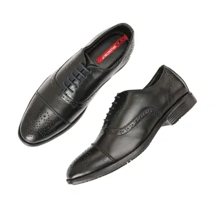 Men Premium Leather Black Lace-Up Formal Derby Shoes (Exicom-65)