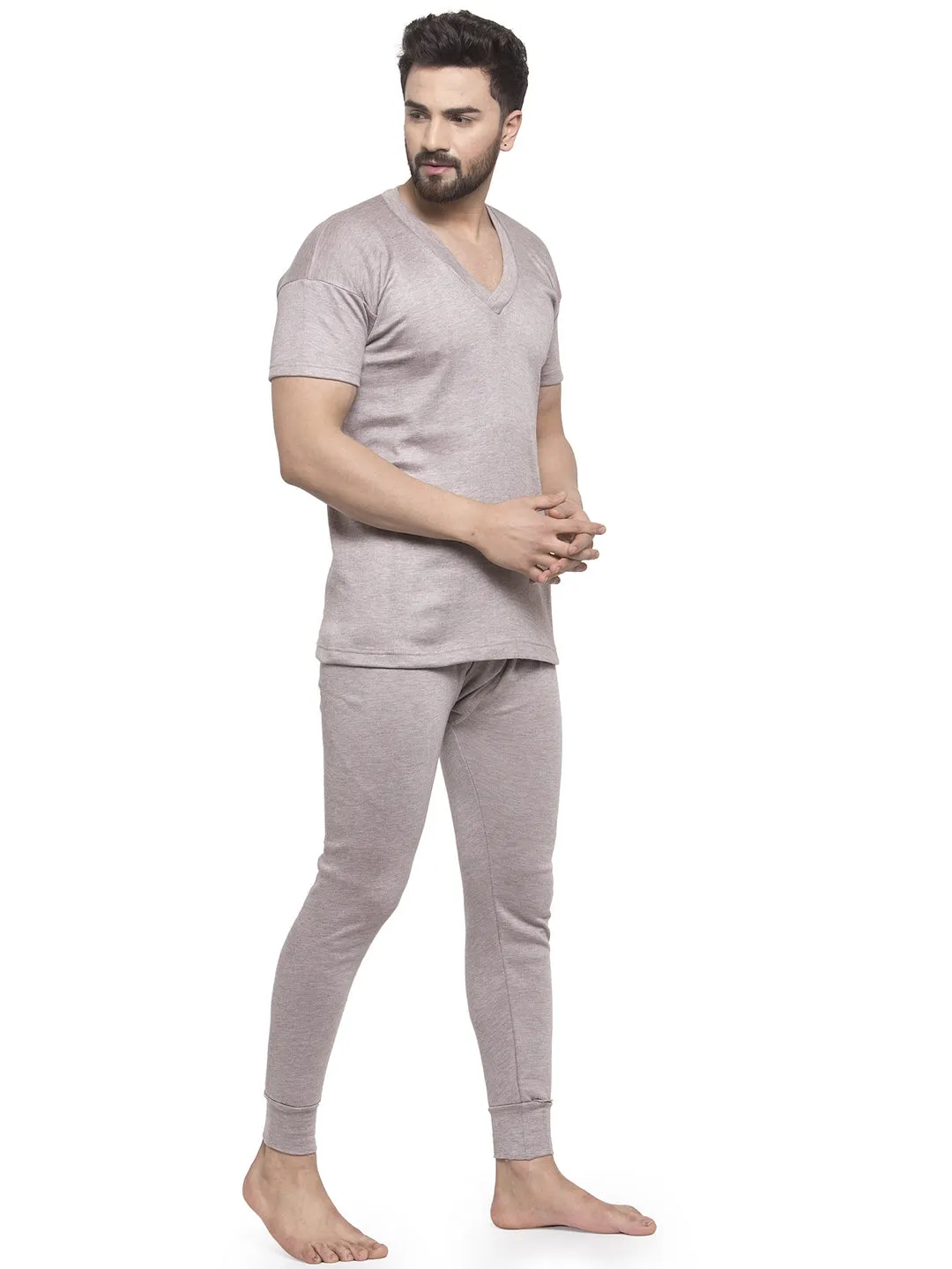 MEN'S HALF SLEEVES THERMAL SET ( V NECK VEST AND TROUSER)