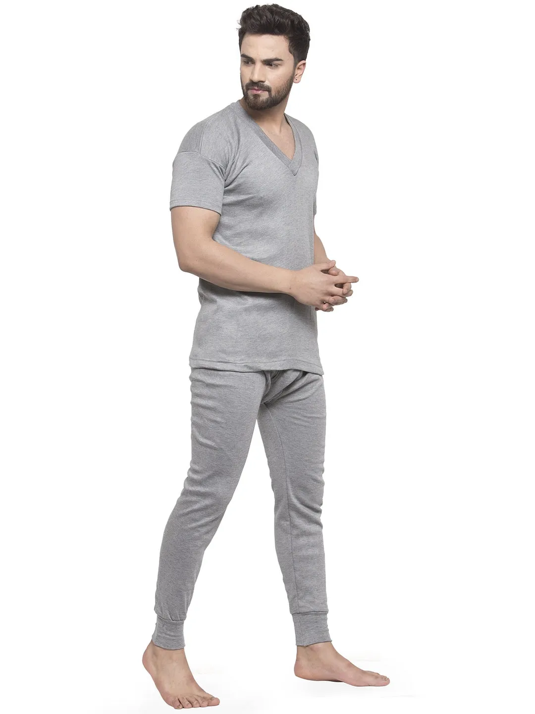 MEN'S HALF SLEEVES THERMAL SET ( V NECK VEST AND TROUSER)