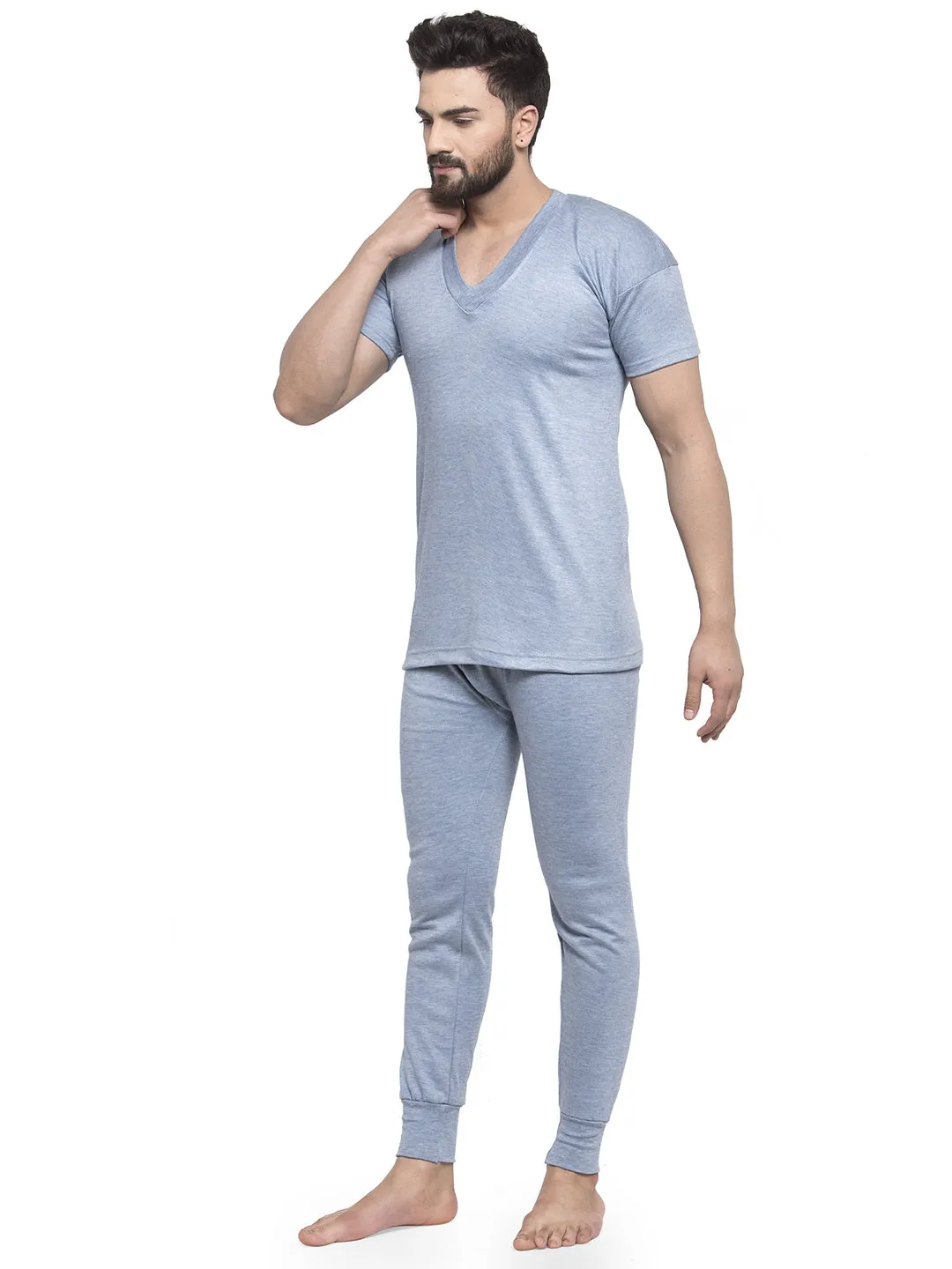 MEN'S HALF SLEEVES THERMAL SET ( V NECK VEST AND TROUSER)