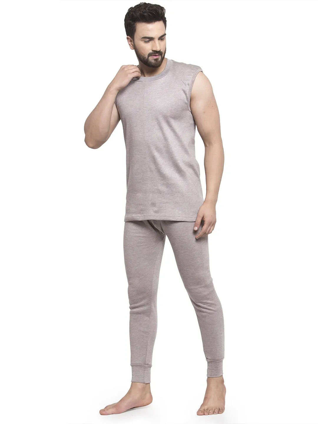 MEN'S SLEEVELESS THERMAL SET ( ROUND NECK VEST AND TROUSER)