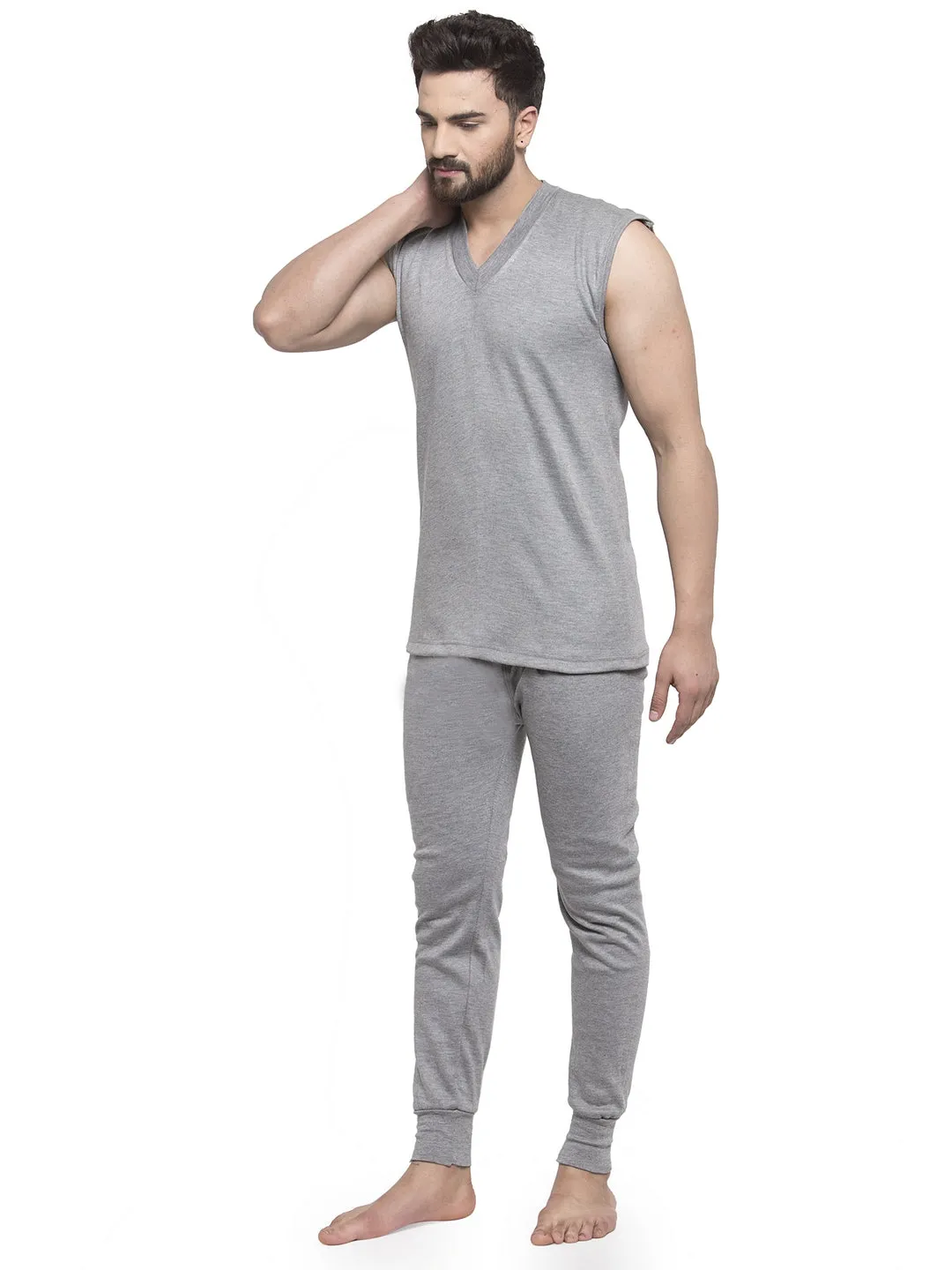 MEN'S SLEEVELESS THERMAL SET ( V NECK VEST AND TROUSER)