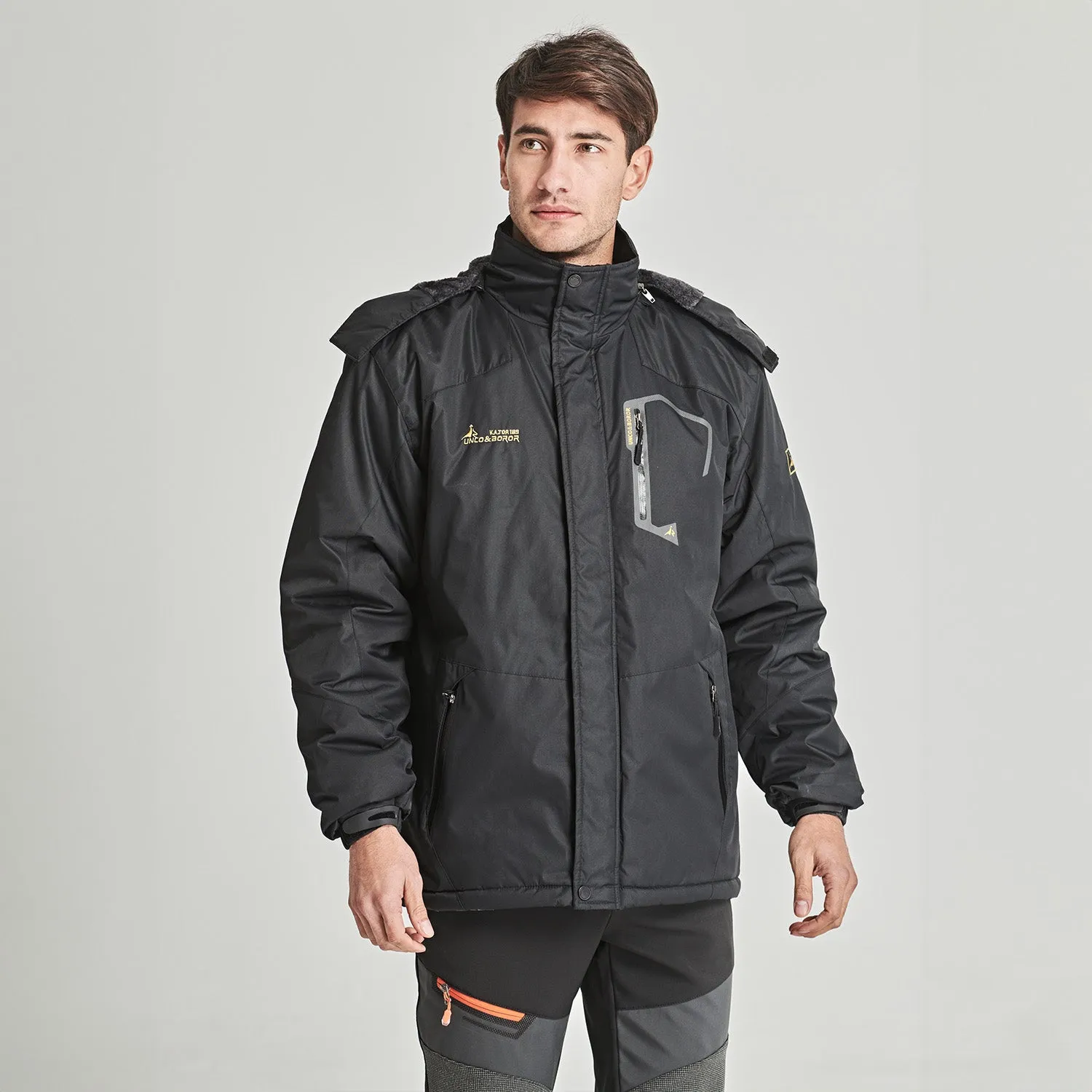 Men's Winter Jacket Water Repellent Ski Snow Jacket Warm Fleece Coat