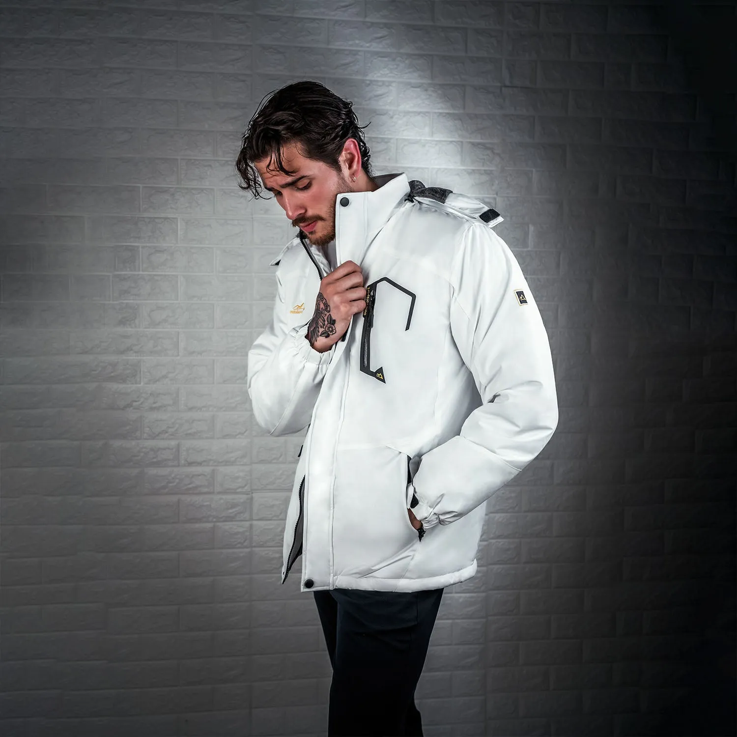 Men's Winter Jacket Water Repellent Ski Snow Jacket Warm Fleece Coat