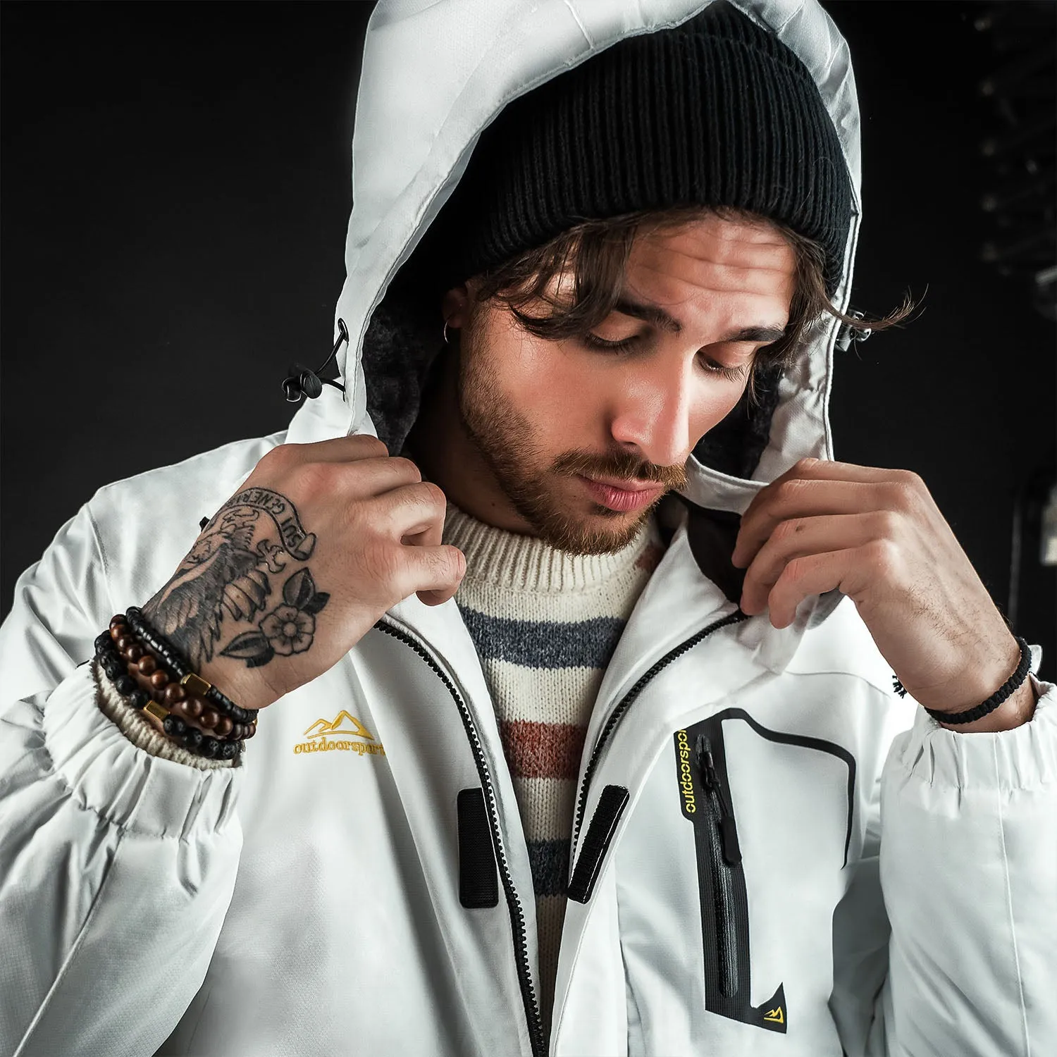 Men's Winter Jacket Water Repellent Ski Snow Jacket Warm Fleece Coat