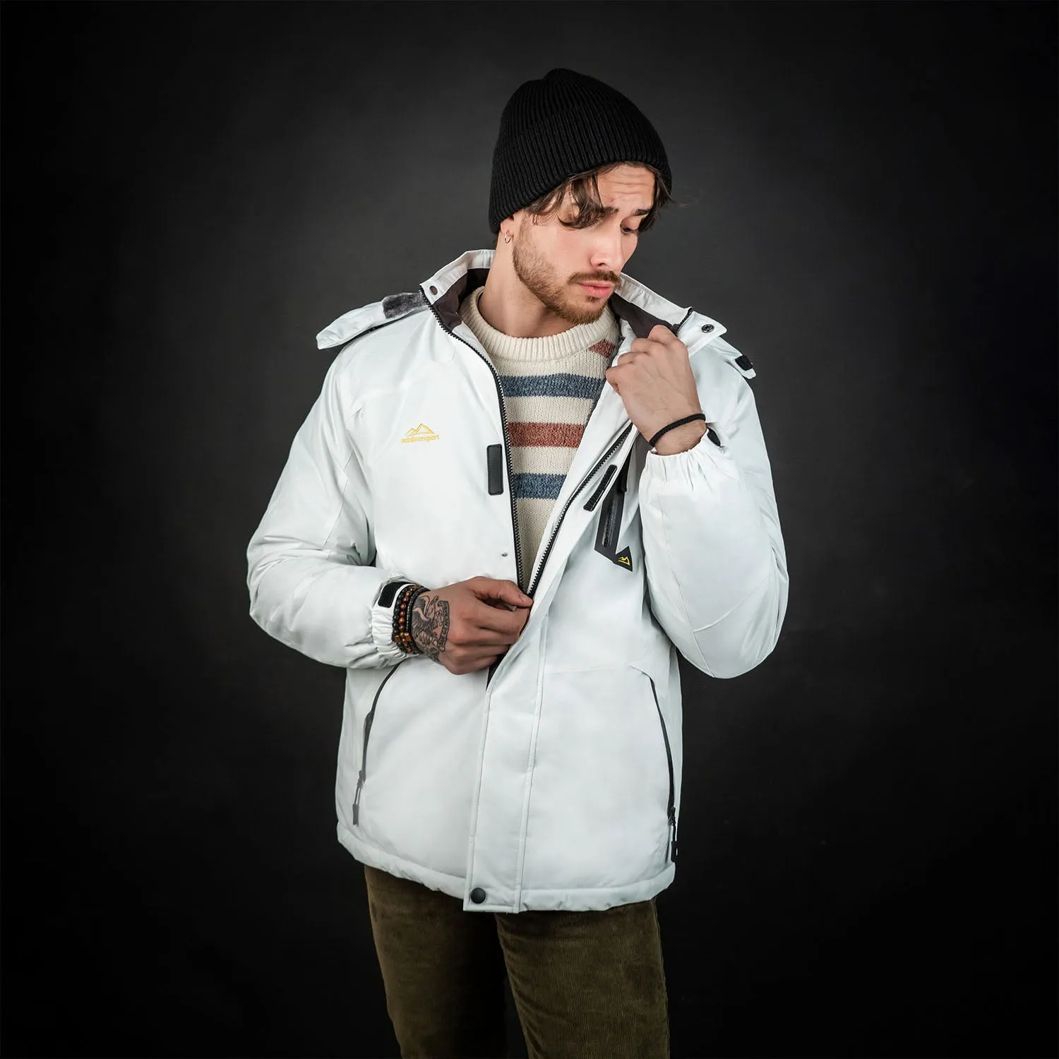 Men's Winter Jacket Water Repellent Ski Snow Jacket Warm Fleece Coat