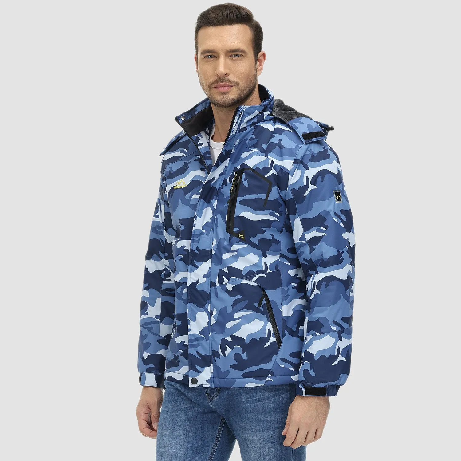 Men's Winter Jacket Water Repellent Ski Snow Jacket Warm Fleece Coat