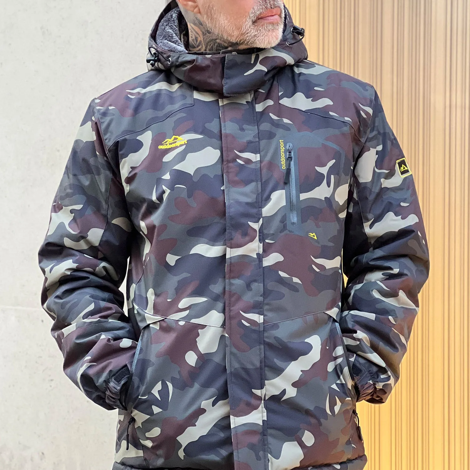 Men's Winter Jacket Water Repellent Ski Snow Jacket Warm Fleece Coat