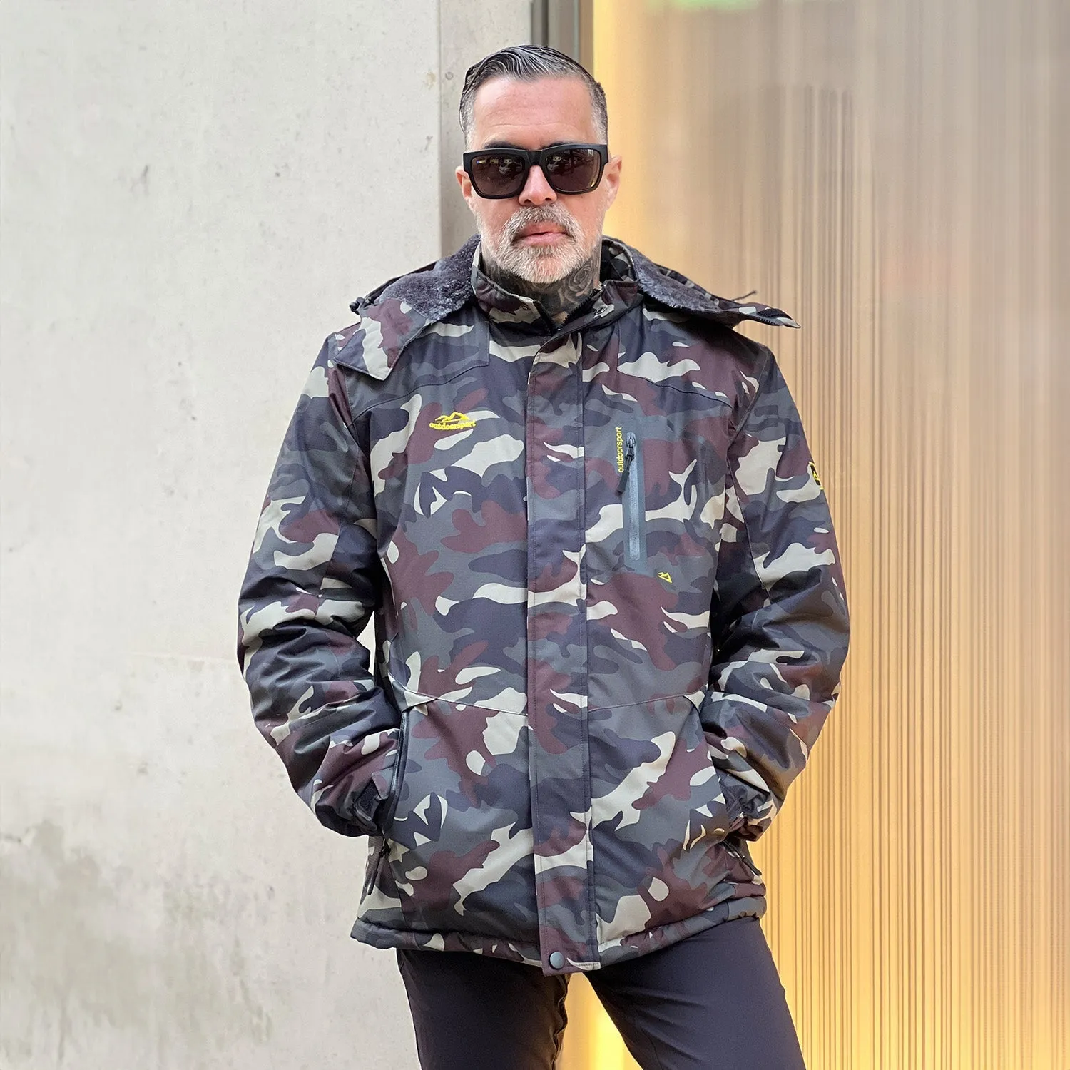 Men's Winter Jacket Water Repellent Ski Snow Jacket Warm Fleece Coat
