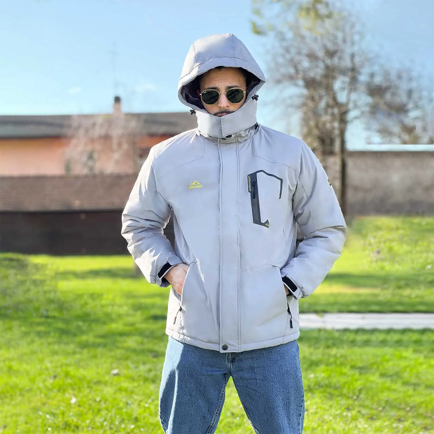 Men's Winter Jacket Water Repellent Ski Snow Jacket Warm Fleece Coat