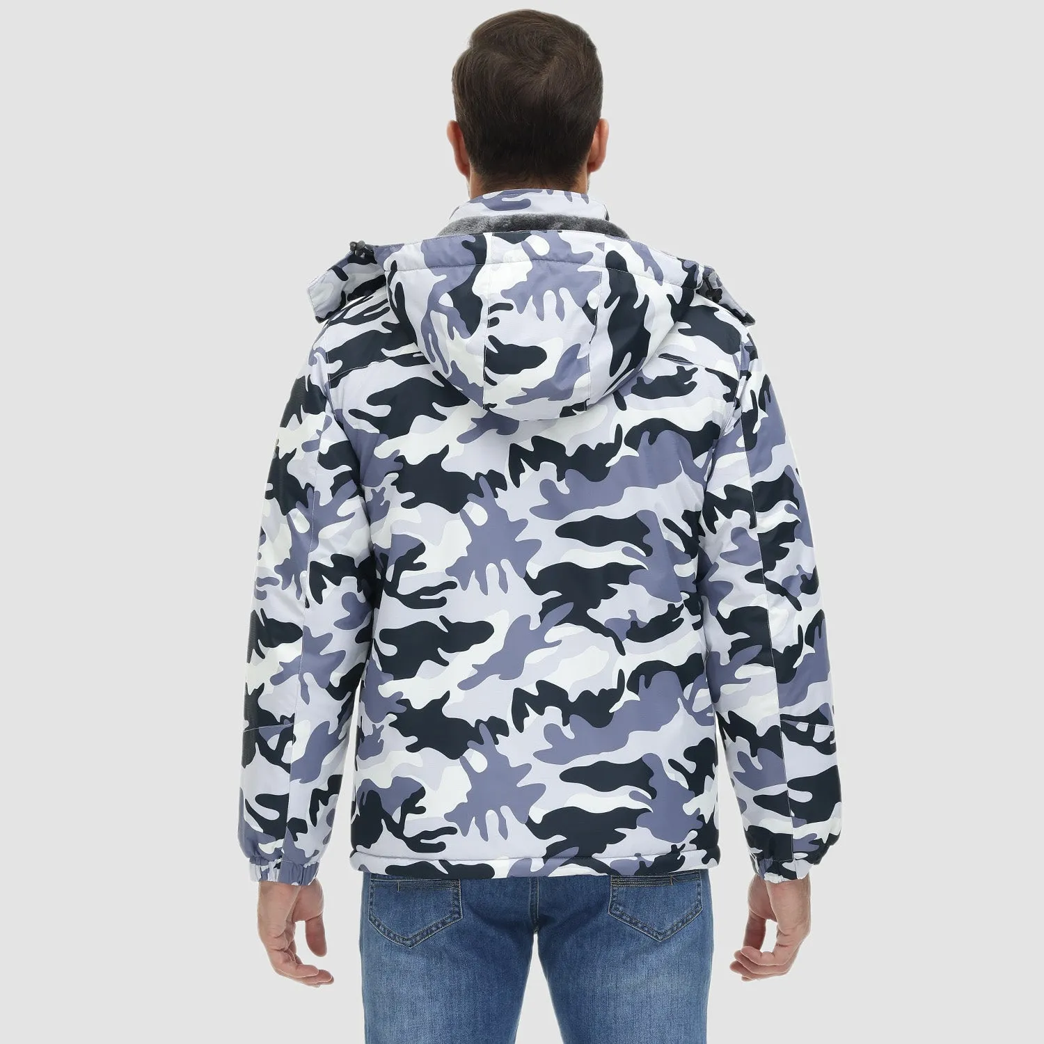 Men's Winter Jacket Water Repellent Ski Snow Jacket Warm Fleece Coat