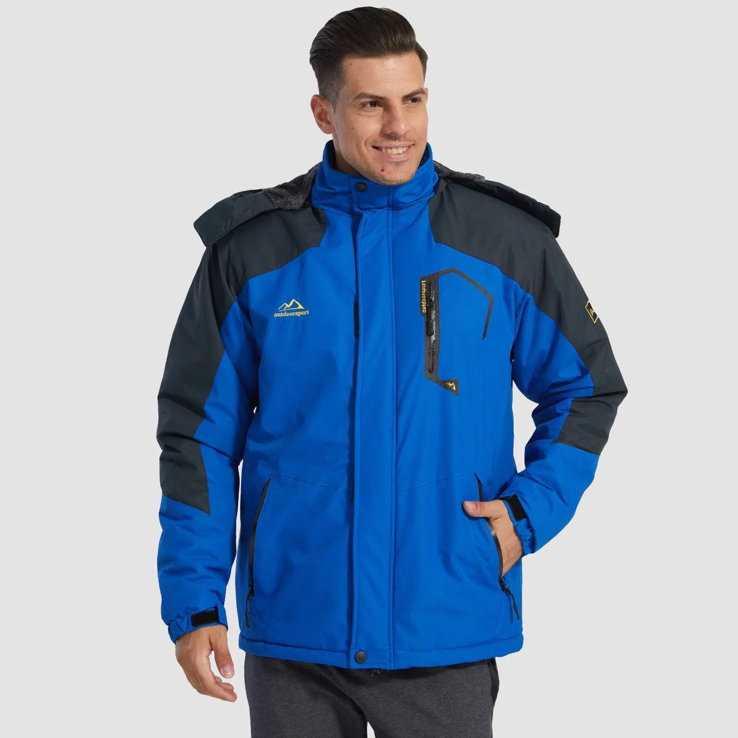 Men's Winter Jacket Water Repellent Ski Snow Jacket Warm Fleece Coat