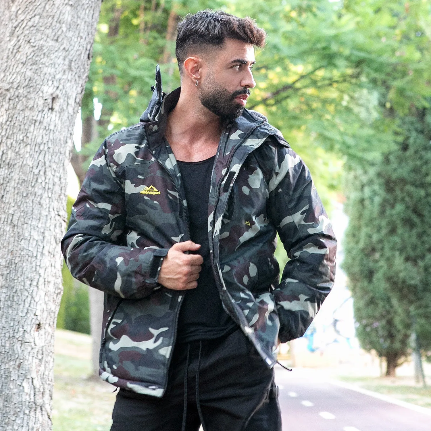 Men's Winter Jacket Water Repellent Ski Snow Jacket Warm Fleece Coat